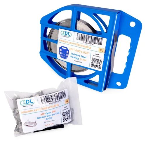 Vista 24 de IDL Packaging Kit de bandas de acero inoxidable 201 de 1/2 pulgada, herramienta de bandas de alta resistencia + bobina de bandas de acero inoxidable