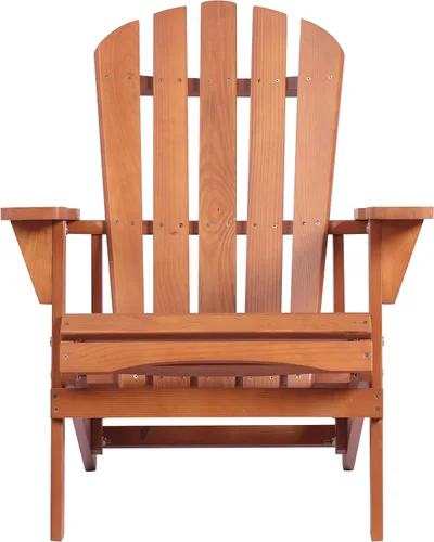 Vista 2 de Silla Adirondack de madera maciza para patio trasero, jardín, césped, porche, color beige