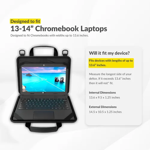 Vista 2 de UZBL Funda rígida protectora para Chromebook de 13 a 14 pulgadas con bolsa para accesorios y correa de hombro ajustable (paquete de 20)