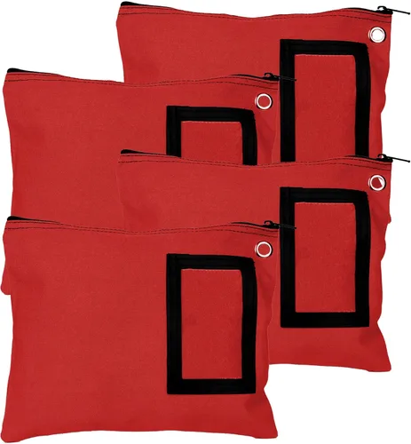 Vista 4 de BankSupplies Bolsas de lona con cremallera de 12 pulgadas de ancho x 9 pulgadas de alto, juego de 4 bolsas de almacenamiento grandes con ojales