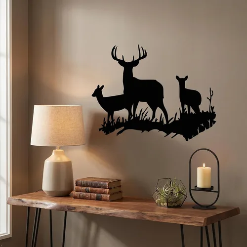 Vista 2 de Picniva Buck Deer Doe - Vinilo decorativo para pared, decoración de cabaña rústica inspiradora y citas, arte de pared extraíble para interiores