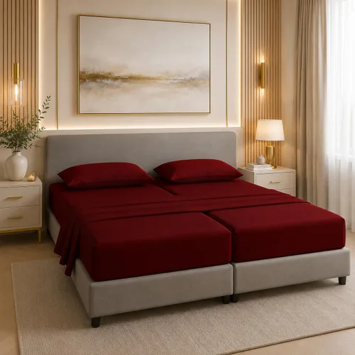 Vista 2 de KRISHNA Juego de sábanas divididas tamaño Queen de 5 piezas para camas ajustables, 100% algodón egipcio, ropa de cama de lujo de calidad de hotel