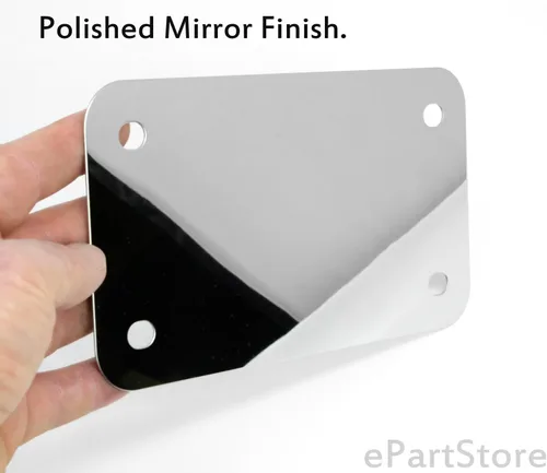 Vista 2 de Placa de refuerzo de respaldo de acero inoxidable para placa de matrícula de motocicleta, acabado cromado