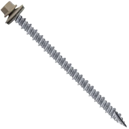Vista 108 de Tornillos para techos de metal gris ABC 10 x 1 - Cabezal hexagonal - Arandela EPDM - Arandela de arranque automático/roscado - 1 bolsa - 250
