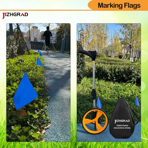 Vista 4 de Paquete de 100 banderas de marcado azules, 16 x 4 x 5 pulgadas, uso para patio y césped, entrenamiento de límites y perros, topografía y paisaje
