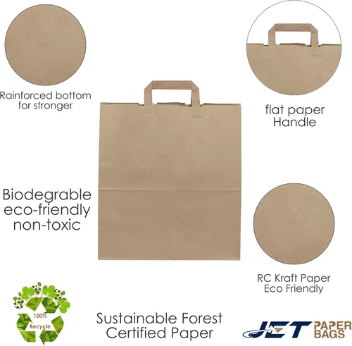Vista 7 de JET PAPER BAGS - Bolsas de papel marrón grandes de 13 x 6 x 15 pulgadas con asas Prime (marrón, 13 x 6 x 15 pulgadas (paquete de 25))