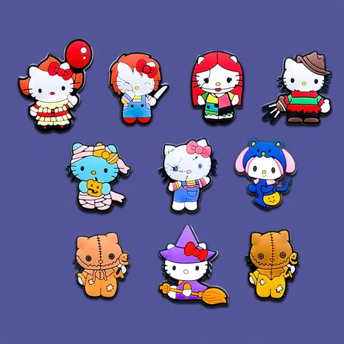 Vista 6 de Dijes de zapatos de dibujos animados de Halloween para decoración de sandalias, pulseras, dijes de terror para adultos, adolescentes, niños