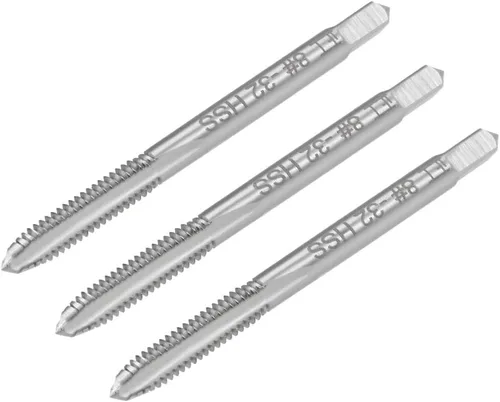 Vista 10 de uxcell Macho de la máquina #2-56 UNC UNC Rosca 2B Clase 3 Flautas Tornillo de acero de alta velocidad roscado herramienta de roscar 3 unids