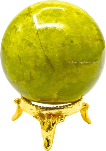 Vista 35 de Amazing Gemstone Bola de cristal de Amazonita con soporte, bolas de meditación de esfera de cristal de 2 pulgadas para brujería y bolas decorativas