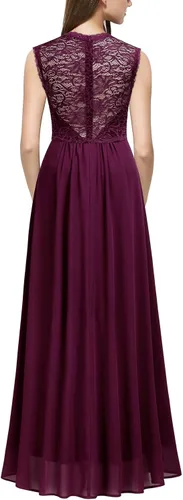 Vista 2 de Miusol - Vestido de mujer casual con cuello en V sin mangas estilo vintage para boda maxi vestido