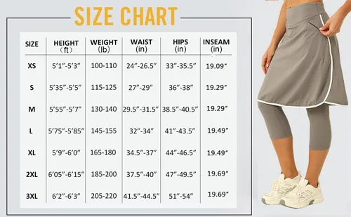 Vista 6 de Aurgelmir Faldas de golf hasta la rodilla para mujer con pantalones capri para entrenamiento, yoga, faldas atléticas