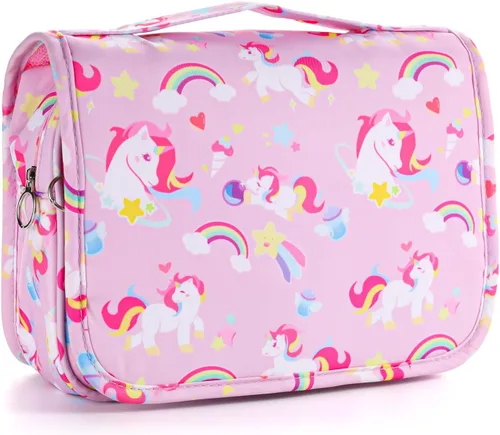 Vista 10 de Bolsa de aseo colgante de tie dye para niñas, bolsa de aseo de viaje para adolescentes, impermeable, para maquillaje y artículos de tocador, bolsa