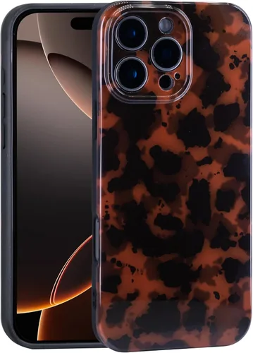 Vista 21 de Funda para iPhone 17 Pro, cubierta delgada de TPU con diseño de caparazón de tortuga ligera para mujeres, soporte para teléfono con protección Carey