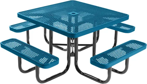 Vista 77 de COATEDOUTDOORFURNITURE Mesa de picnic cuadrada de 46 pulgadas, expandida, color negro