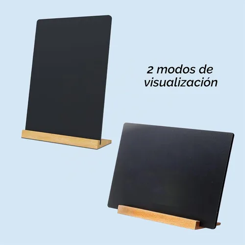 Vista 6 de NEWNEWSHOW Paquete de 2 pizarras de mesa de 8.7 x 12 pulgadas con soporte de madera