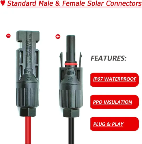 Vista 3 de Kits de paneles solares Cable de carga compatible con adaptador Anderson y conectores solares para centrales eléctricas portátiles, generadores