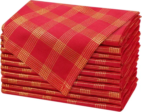 Vista 9 de COTTON CRAFT Servilletas rojas de Navidad, paquete de 12 servilletas de Rojo navideño