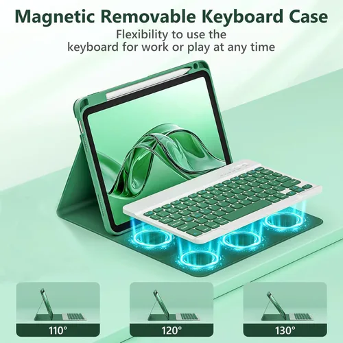 Vista 3 de FUWANG - Funda para iPad Air de 11 pulgadas y Air de 5ª y 4ª generación con Verde oscuro