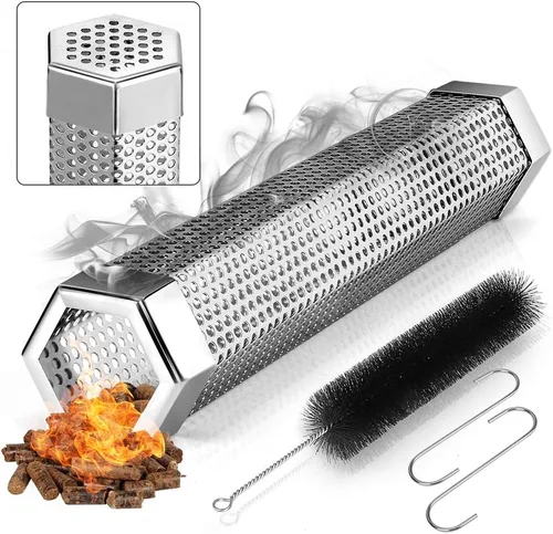 Vista 8 de Realcook - Generador de humo frío de 8 pulgadas, fumar en cualquier parrilla/ahumador de 7 a 8 horas Stainless Steel Cold Smoker Tray Generator