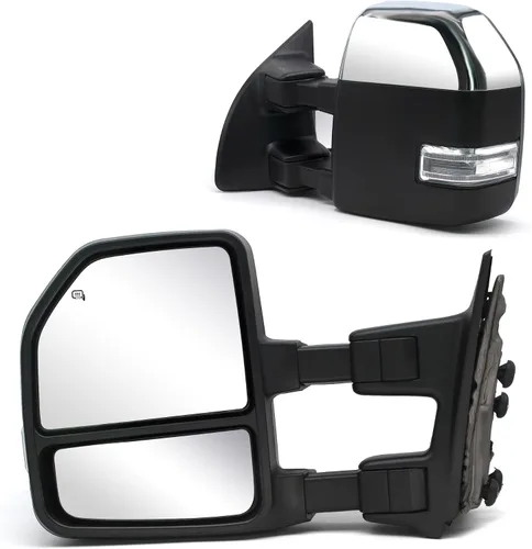 Vista 10 de JZSUPER [Estilo mejorado] Espejos de remolque aptos para camioneta Ford Super Duty F250 F350 F450 F-550 1999-2016, plegado manual, ajuste manual
