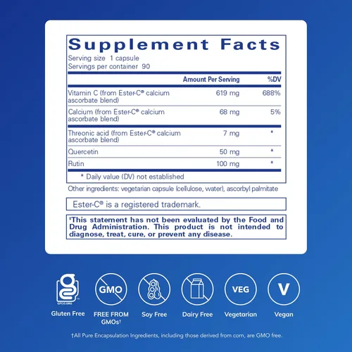 Vista 2 de Pure Encapsulations, Vitaminas éster-C y flavonoides, 1