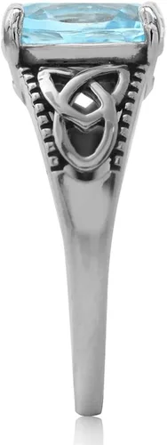 Vista 3 de Silvershake 10x8mm Oval Shape Gemstone 925 Sterling Silver Triquetra Celtic Knot Solitaire Ring Jewelry for Women