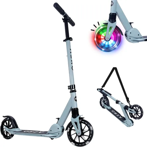 Vista 12 de AERO MOBILITY Big Wheel Kick Scooter for Kids 6-12, Teens & Adults A230L Negro con freno de disco