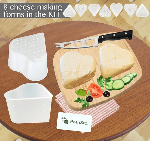 Vista 5 de PetriStor Molde de queso suave para queso de 8 piezas, 1/3 cuartos de galón, molde de queso suave para hacer queso, suministros caseros para hacer
