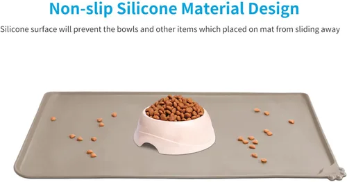Vista 2 de AUDWUD - Tapete de silicona, impermeable y antideslizante para alimentos de perros y gatos, para tazón de mascotas Marrón Adobe