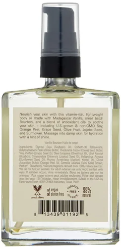Vista 2 de FarmHouse Fresh Aceite corporal de vainilla y bourbon de vainilla, 4 onzas líquidas