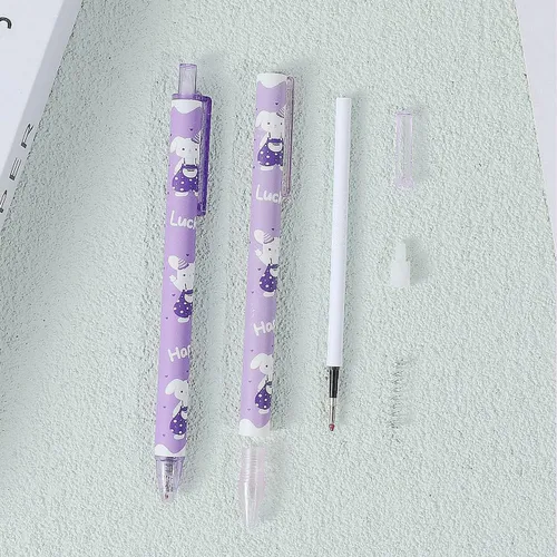 Vista 3 de Lindos bolígrafos kawaii de tinta negra de 0.020 in, bolígrafos de gel retráctiles kawaii, suministros escolares kawaii para diario y toma de notas