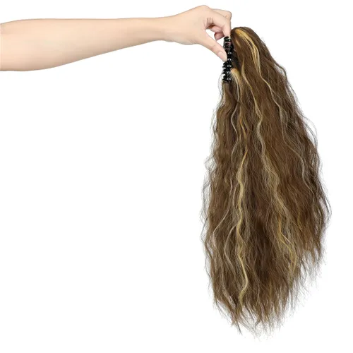 Vista 6 de Extensión de cola de caballo de garra de 18 pulgadas, extensiones de cabello lacio con clip, cola de caballo larga para mujer, extensiones de cola