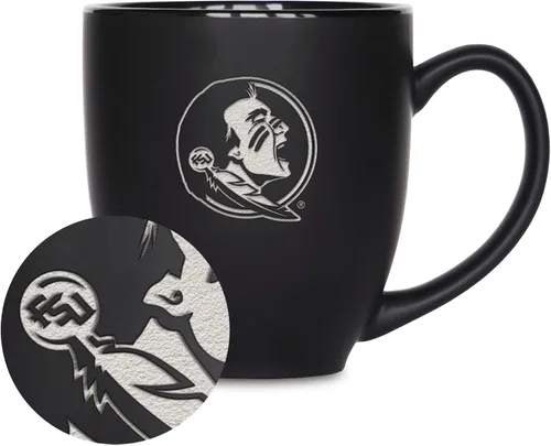 Vista 358 de Rico Industries - Taza de cerámica mate negra con grabado láser estándar de 15oz para NCAA (escuelas T & U) - Para bebidas calientes o frías
