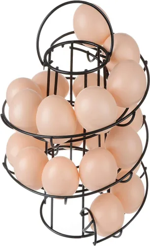 Vista 3 de Egg Skelter - Estante dispensador en espiral moderno de lujo, organizador de almacenamiento de huevos de gallina, cesta para encimera de cocina