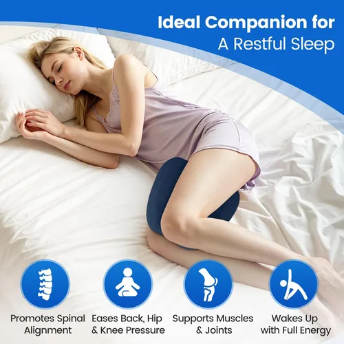 Vista 2 de Almohada de rodilla para dormir de lado, almohada de espuma viscoelástica de alta densidad para dormir de lado, diseño en forma de corazón para Azul
