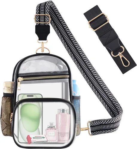 Vista 8 de Clear Bag Stadium Approved Events Concerts Sports Outdoors Water Bottle Holder,Clear Purse for Women Men Handbags