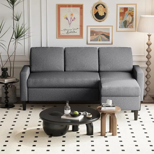 Vista 9 de Shintenchi Sofá 104 sin huesos, sofá modular en forma de L con asiento profundo, sofá de espuma de nube con diván de gran tamaño, no requiere Beige