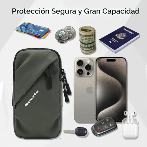 Vista 4 de Pulseras para Soporte de Teléfono, Bolsillo Pequeño de Hombro con Correa para Brazo, Compatible con iPhone y Todos los Teléfonos Celulares, Uso