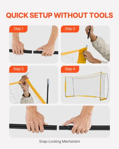 Vista 6 de VEVOR Portable Soccer Goal, 12 x 6 ft Large Practice Soccer Net, Steel Fiberglass Structure Training Goal Set with Carry Bag, All-Weather Outdoor