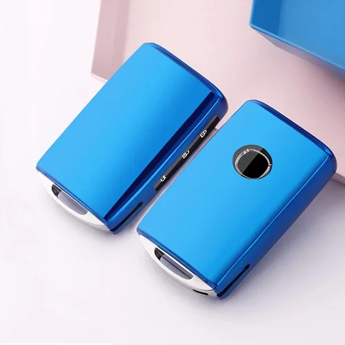 Vista 4 de SANRILY Funda para llavero Mazda 3 Hatchback CX-5 CX-30 CX-8 con control remoto de entrada sin llave, protector de llave de TPU suave, color azul