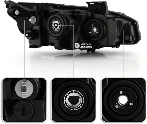 Vista 3 de ACANII - Para [tipo halógeno] 2016-2021 Honda Civic Chrome Housing LED DRL Proyector Faros Faros Par Izquierdo+Derecho