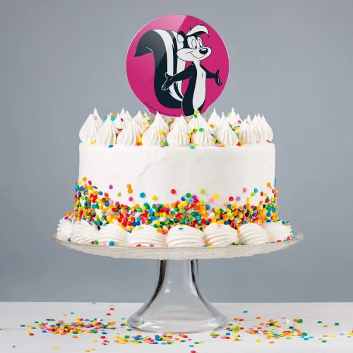 Vista 4 de Decoración acrílica para tartas de Looney Tunes, Pepe Le Pew, decoración de fiesta para boda, aniversario, cumpleaños, graduación
