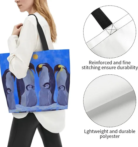 Vista 8 de Famame Canvas Tote Bag Large Women Casual Shoulder Bag Handbag Reusable Multipurpose Shopping Grocery Bag For Outdoors