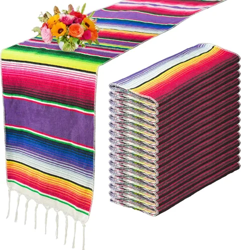 Vista 9 de 15 piezas de camino de mesa mexicano fiesta temática mexicana decoración para fiesta del Cinco de Mayo, fiesta Serape Zarape, camino de mesa de 14 x