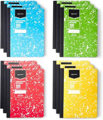 Vista 10 de Amazon Basics Cuaderno de composición, rayas universitarias, 100 hojas, 9.75 x 7.5 pulgadas, 1 paquete, mármol negro