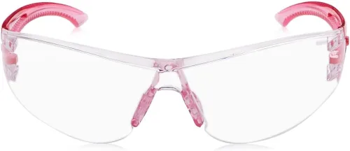 Vista 2 de Lentes de seguridad Optima con laterales en color rosa, transparentes, se venden por par