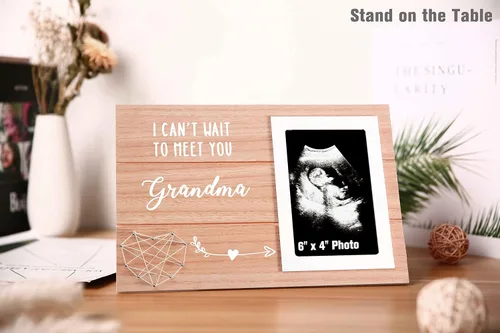 Vista 2 de Regalos de Anuncio de Embarazo para Madre Mamá, Marco de Foto de Ultrasonido de Revelación de Embarazo para Abuela Madera, Marco de Foto