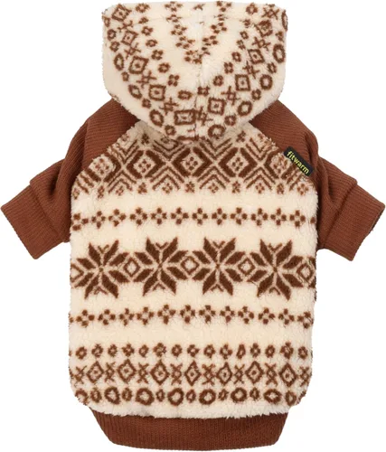 Vista 7 de Fitwarm Geometric Stripe Fleece Dog Hoodie, Fuzzy Winter Clothes for Small Dogs Boy Girl, Cozy Pet Sweatshirt, Orange, Grey, Black, XS