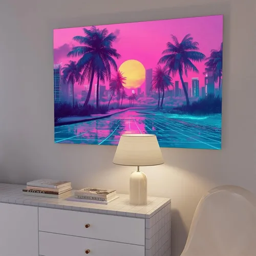 Vista 7 de Póster retro Vaporwave – Arte de pared de subcultura Synthwave – Impresión estética de neón – Decoración moderna única para el hogar y la oficina