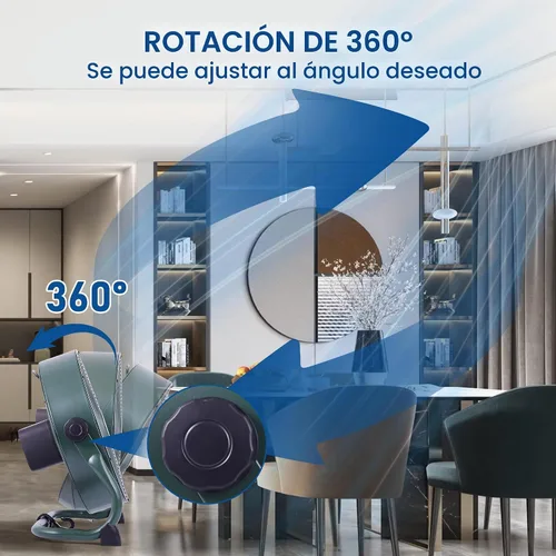 Vista 6 de Ventilador de piso recargable de 15 pulgadas para garaje en el hogar al aire libre; motor de cobre DC sin escobillas de alto rendimiento